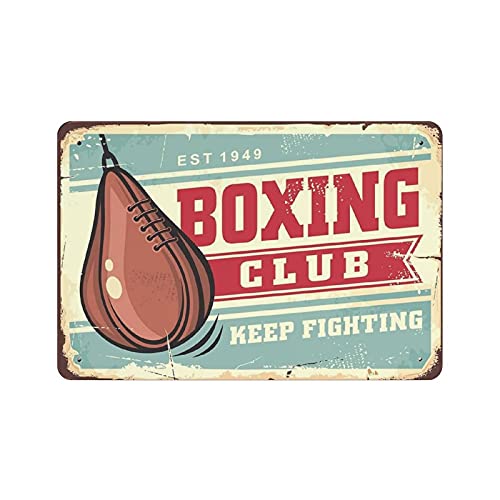 Boxing Club Keep Fighting Blechschild, Metallschild, Kunst, zum Aufhängen, Eisen, Gemälde, Retro, Zuhause, Küche, Garten, Garage, Wanddekoration von IUBBKI
