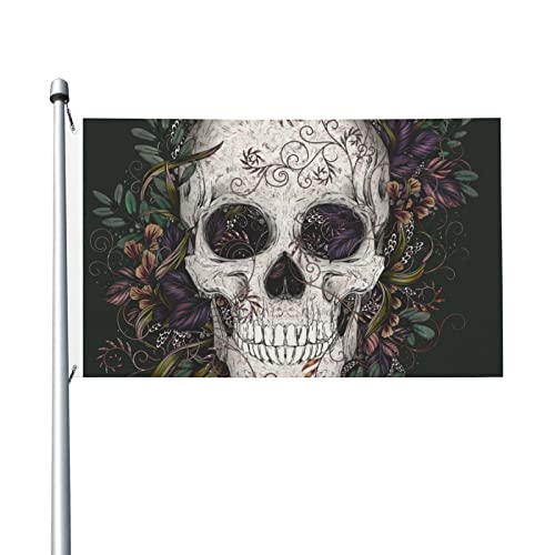 Dekorationen Banner, Blume Skelett Flagge 1,5 m x 0,9 m, doppelseitige Flagge, geeignet für drinnen und draußen von IUBBKI