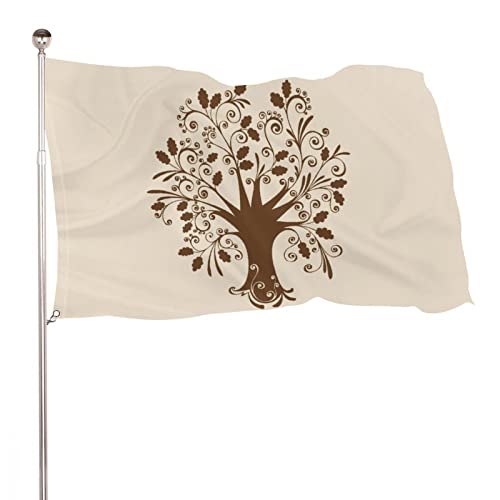 Dekorative Gartenflagge, Hofbanner, skandinavischer Weltlebensbaumdruck, Willkommensflagge, Rasen, hängende Dekoration, 90 x 150 cm von IUBBKI