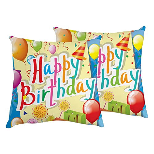 Dekorativer Kissenbezug 45 x 45 cm Happy Birthday bunte Luftballons Wurfkissenbezug quadratischer Kissenbezug für Heimdekoration 45,7 x 45,7 cm (nur Kissenbezug, kein Kissenkern) von IUBBKI