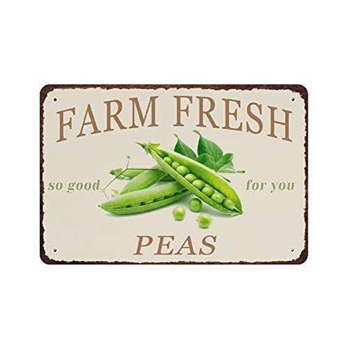 Farm Fresh Peas Blechschild, Metallschild, Kunst, zum Aufhängen, Eisen, Malerei, Retro, Zuhause, Küche, Garten, Garage, Wanddekoration von IUBBKI