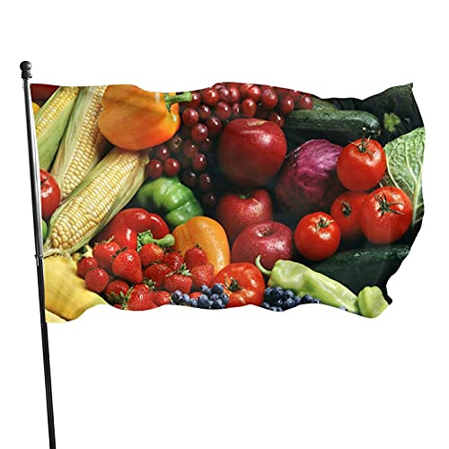 Flagge, 91 x 152 cm, verschiedene Gemüse, Obst, Outdoor-Banner, lichtbeständig, Polyester, Hofflagge mit 2 Messingösen für drinnen und draußen von IUBBKI