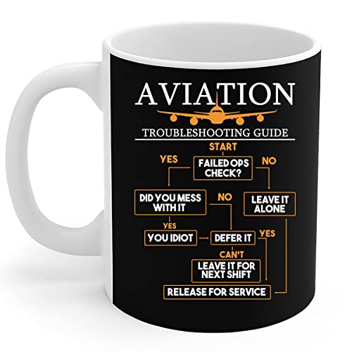 Flugzeug-Piloten-Tasse Luftfahrt-Fehlerbehebungs-Anleitung Flugingenieur-Geschenk-Kaffeetasse 11oz von IUBBKI