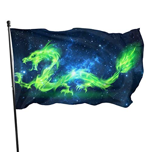 Green Dragons Gartenflagge, 90 x 152 cm, langlebig, Hausflagge, dekorative Outdoor-Hausdekoration, saisonale Herbstfeier, Polyester, Heimgarten, Flagge, Banner für Garten, Hof, Rasen von IUBBKI