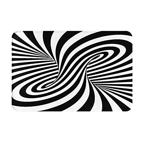 IUBBKI Badematte Ein Schwarz und Weiß Spirale Optische Badezimmermatte Rutschfester Schlafzimmer Front Outdoor Teppich Waschbar Terrasse Flanell Matte Teppich, 40 x 60 cm von IUBBKI