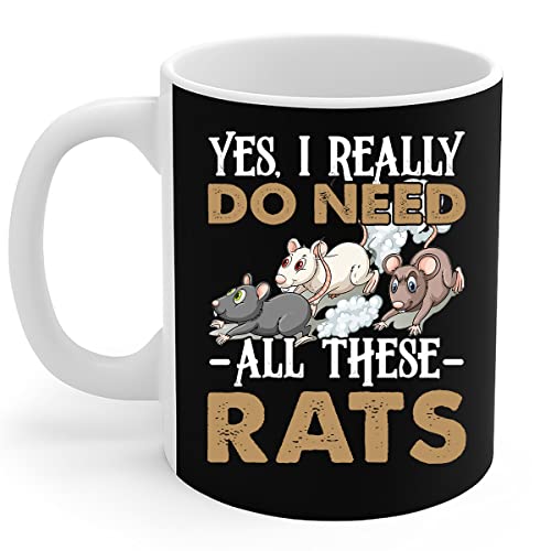 IUBBKI Rattenliebhaber-Becher Ja, ich brauche wirklich all diese Ratten, lustige Haustier-Rattenbesitzer-Geschenk-Kaffeetasse, 11 Unzen von IUBBKI
