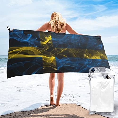 IUBBKI Rauchstil Flagge von Schweden Badetuch 31,5 "x63 schnell trocknendes, saugfähiges Badetuch, Strandsport, Fitnessstudio, Badetuch von IUBBKI