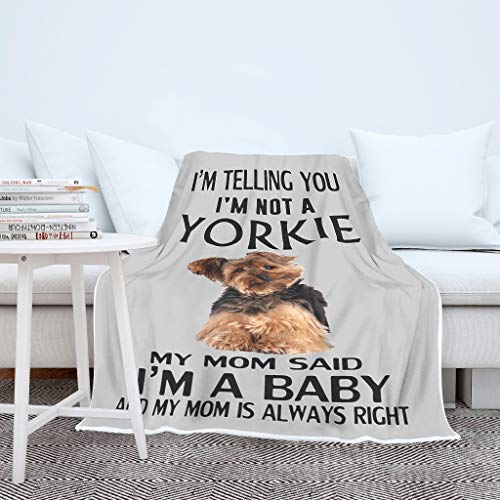 IUBBKI Unisex Kuscheldecke Decke Tagesdecke Baby Yorkie Hund Spruch Design Überwurf Wohndecke Decke Sofa Weiß 130x150cm von IUBBKI