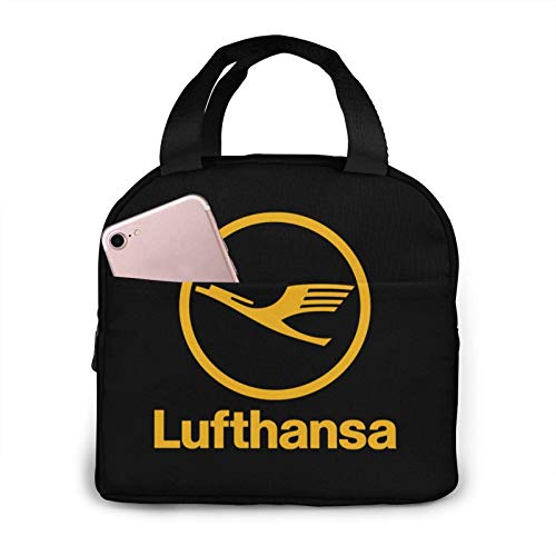 IUBBKI Unisex Lufthansa Airline Symbol Logo Tragbare isolierte Lunch-Tasche Lunchbox für erwachsene Kinder Schwarz Einheitsgröße von IUBBKI