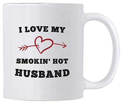 IUBBKI White Sexy Gift for Hubby on Birthday or Valentines Day I Love My Smokin Hot Husband 11 oz Romantic Marriage Coffee Mug Funny Gift Idea From Wife on Wedding Day or Anniversary (Weiß) von IUBBKI