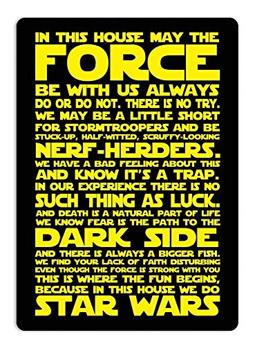 In This House We Do Starwar Gelbes Wand-Blechschild Metallposter Retro-Plakette Warnschild Vintage Eisen Malerei Dekor Lustiges Hängehandwerk für Büro Schlafzimmer Wohnzimmer Cl von IUBBKI