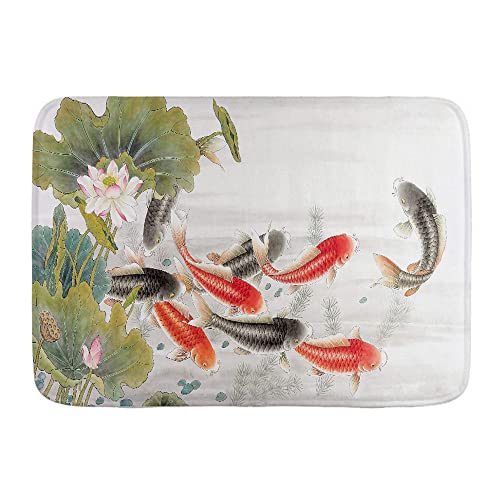 Indoor Outdoor Matte Orientalische Asiatische Tinte Koi Goldfisch 40 x 60 cm Fußmatte Lustige Utility Willkommen Matte für Schlafzimmer Dusche von IUBBKI