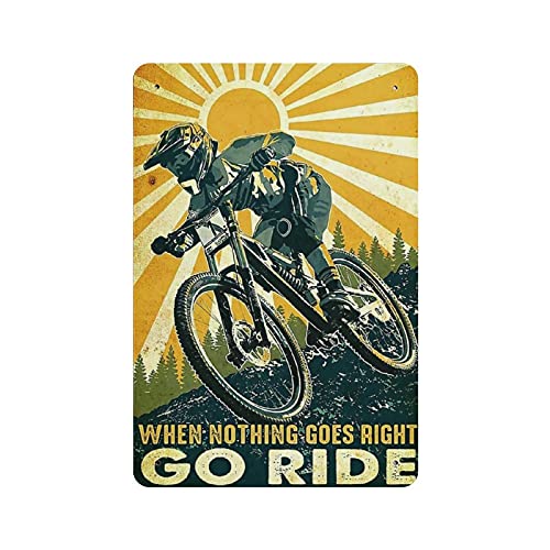 Metall-Blechschild, 30 x 20 cm, Motiv: Mountainbike, "Go for a Ride", Vintage-Stil, Blechschild, Wanddekoration, Landküche, Zuhause, Garage, Dekoration von IUBBKI