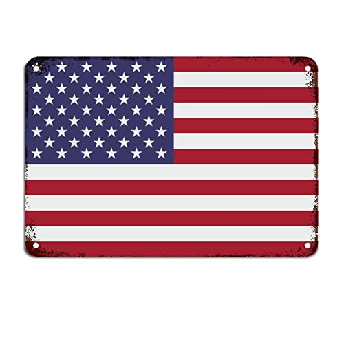 Metallschild mit USA-Flagge, 20 x 30 cm, rustikale patriotische Dekoration, Nationalflagge, Wandkunst, Vintage-Heimdekoration für Schlafzimmer, Küche, Ca von IUBBKI