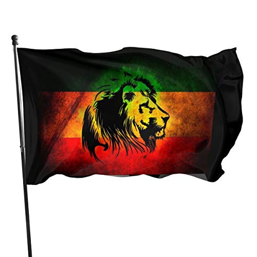 Reggae Rasta Lions Gartenflagge, 90 x 152 cm, langlebig, Hausflagge, dekorative Outdoor-Hausdekoration, saisonale Sommerfeier, Polyester, Heimgarten, Flagge, Banner für Garten, Hof, Rasen von IUBBKI