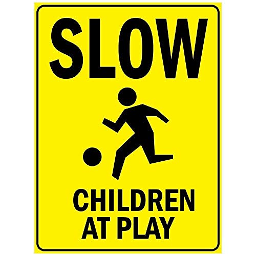 Slow Children at Play Schild Hinweis Straße Verkehr Straße Gefahr Warnung Langlebig Vintage Deko Wanddekoration Kunst von IUBBKI