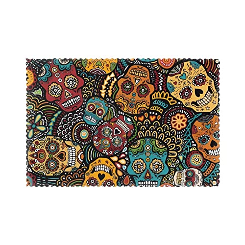 Sugar Skulls Print Prints Tischsets für Esstisch, 45,7 x 30,5 cm, einfach zu hitzebeständig, wasserdicht von IUBBKI