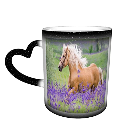 Tasse mit Farbwechsel Pferd In The Sky Keramik wärmeempfindliche Tasse Latte Tassen wärmeempfindliches Design für Geschenke Büro personalisierte Idee 12 Oz von IUBBKI