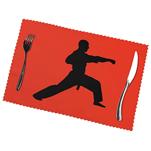 Tischsets mit Karate-Druck für Esstisch, hitze- und wasserabweisend, waschbar, Platzsets für Esstisch, Teller, Küche, Esszimmer, Dinin, 6 Stück von IUBBKI