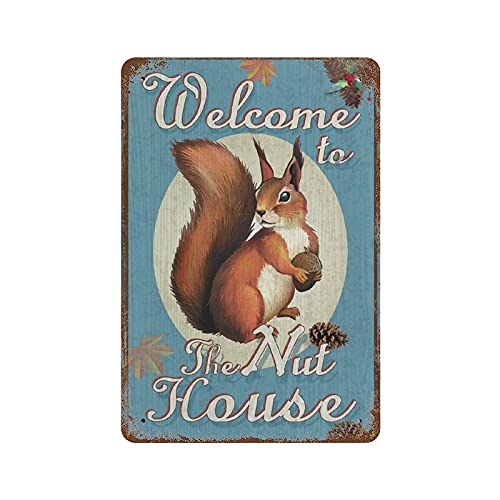 Welcome to the Nut House Blechschild, Metallschild, Kunst zum Aufhängen, Eisenmalerei, Retro, Zuhause, Küche, Garten, Garage, Wanddekoration von IUBBKI