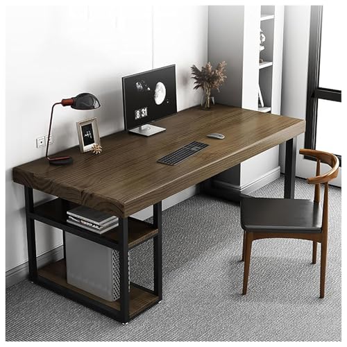 Gaming-Schreibtisch für das Homeoffice mit Ablagefächern auf der linken Seite, Computertisch aus Massivholz mit CPU-Ständer, moderner Schreibtisch, einfacher Arbeitstisch, Arbeitsplatz für kleine Räum von IUBGFTO