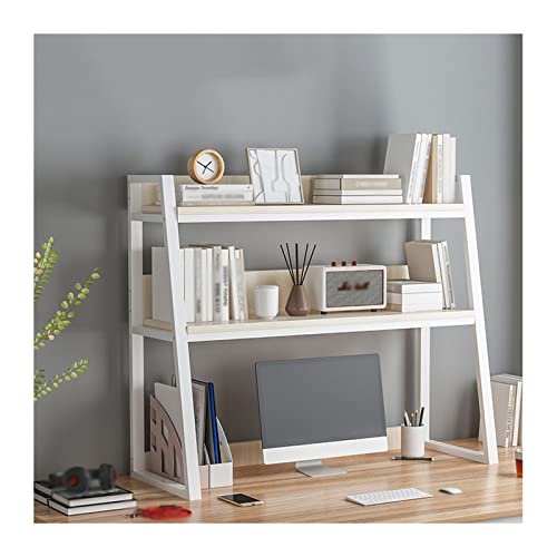 IUBGFTO Hölzernes Schreibtisch-Organizer-Regal, Lagerregal, 2 Ebenen, weißes PC-Schreibtisch-Bücherregal für Heimdekoration (L 75 cm x B 32 cm x H 90 cm) von IUBGFTO