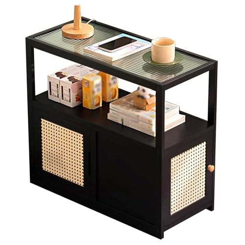 IUBGFTO Leicht zu bewegendes Lagerregal mit Rollen, Speisekammer, Kleiner Couchtisch, Sofa-Beistelltisch, Schlafzimmer-Nachttisch, Mini-Ecktisch, 30 x 67 x 62 cm (schwarz) von IUBGFTO