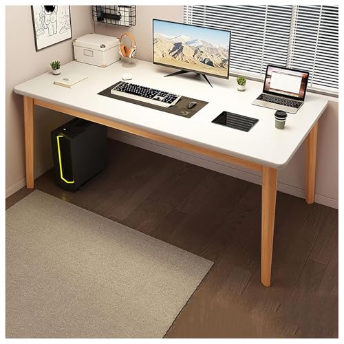 IUBGFTO Moderner Computertisch, Schreibtisch fürs Arbeitszimmer, PC-Schreibtisch im einfachen Stil, Stabiler Arbeitstisch für das Home-Office (weiß, 99 x 56 x 73 cm) von IUBGFTO