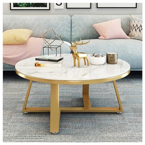 IUBGFTO Moderner Couchtisch für das Wohnzimmer, runder Couchtisch aus Marmor, moderner Sofatisch für das Wohnzimmer, Tisch mit Marmorstruktur, runder Couchtisch, Mitteltisch (A 70 cm) von IUBGFTO