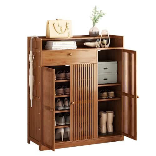 IUBGFTO Schuhaufbewahrungsschrank mit Klappschubladen, Bambus-Schuhschrank für den Eingangsbereich mit Türen, Schuhregal-Organizer-Schrank für 15–30 Paar, platzsparend, für Wohnzimmerflur (B 99 cm) IUBGFTO Schuhaufbewahrungsschrank mit Klappschubladen, Bambus-Schuhschrank für den Eingangsbereich mit Türen, Schuhregal-Organizer-Schrank für 15–30 Paar, platzsparend, für Wohnzimmerflur (B 99 cm) von IUBGFTO