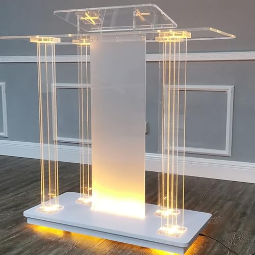IUBGFTO Transparenter Vortragstisch aus Acryl, Vertikaler Lesetisch mit Rollen, Vortragstisch, Gastgebertisch, Zeremonientisch von IUBGFTO