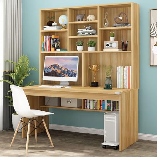 IUBGFTO mit & Bücherregal, Schreibtisch, Arbeitstisch, Schreibtisch, Moderne kompakte Bürotische & Arbeitsplätze für Zuhause & Büro (Braun 120 cm) von IUBGFTO