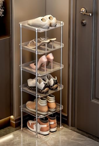 Mehrschichtiges Schuhregal, hohes vertikales Schuhregal für den Eingangsbereich, Schuhschrank-Aufbewahrungsständer für kleine Räume, mehrschichtig für schmale Schränke, Flur, Schlafzimmer, Wohnzimmer, von IUBGFTO