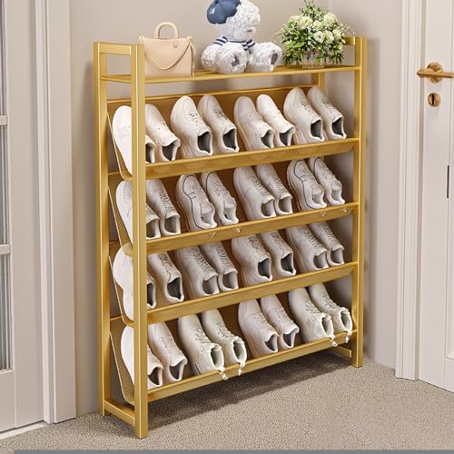 Mehrstöckiges, schräges Schuhregal, schmales, extrem dünnes Schuhregal, präziser Laminar-Netzwerk-Schuhschrank-Organizer für Schrank, Flur, Eingangsbereich, Tür, Schlafsaal (C 75 x 19 x 106 cm) von IUBGFTO