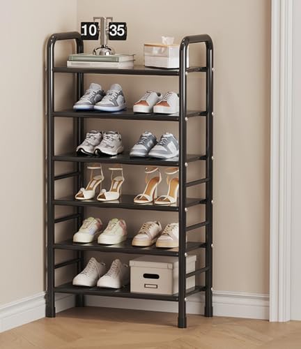 Mehrstöckiges Schuhregal, Schuhregal mit gebogenem Griff, vertikaler Schuhaufbewahrungsschrank-Organizer für Schrank, Flur, Eingangsbereich, Tür, Schlafsaal, abnehmbares Laminat (A 47 x 25 x 96 cm) Mehrstöckiges Schuhregal, Schuhregal mit gebogenem Griff, vertikaler Schuhaufbewahrungsschrank-Organizer für Schrank, Flur, Eingangsbereich, Tür, Schlafsaal, abnehmbares Laminat (A 47 x 25 x 96 cm) von IUBGFTO