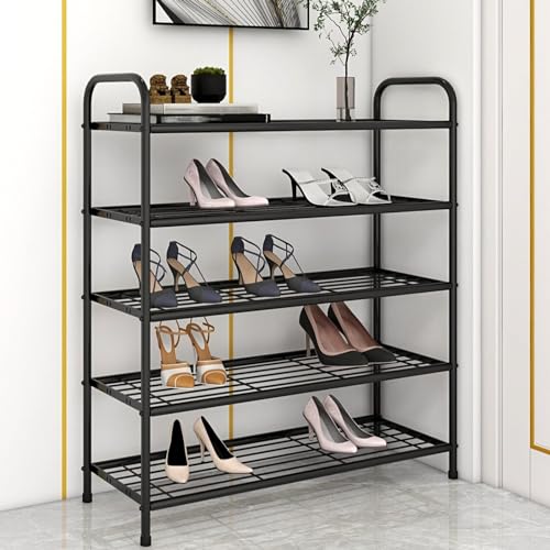 Schuhregal mit 5 Ebenen, für den Eingangsbereich, Schuhregal aus Karbonstahl, Organizer für den Schrank, rostbeständiges Schuhregal für Schlafzimmer, Flur, Innen- und Außenbereich, platzsparend (B 85 von IUBGFTO