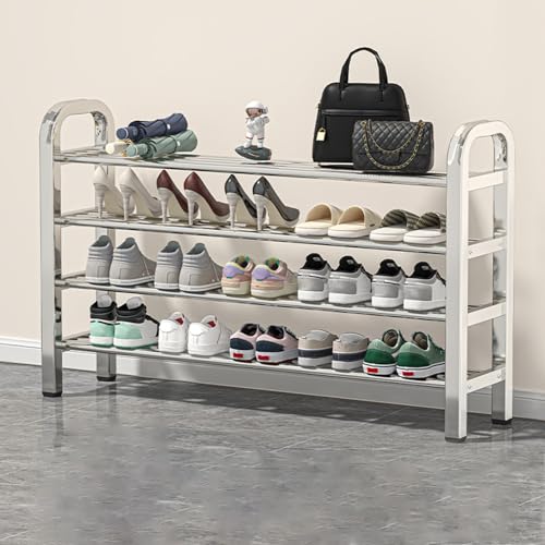 Schuhregal mit Fußstütze, laminierte Schuhaufbewahrungs-Organizer-Regale aus Netzmaterial, Schuhregal für Schrank, Eingangsbereich, Flur, Schlafzimmer, Wohnzimmer, Badezimmer, Balkon, abnehmbare Lamin von IUBGFTO
