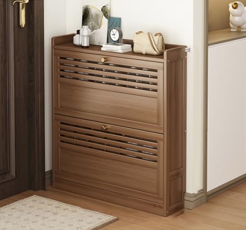 Schuhschränke Flur Schmaler Schuhschrank Hochklappbarer Schuhschrank, Schuhaufbewahrungs-Organizer Schuhschränke Verstellbares Regal Schuhregal für Flure, Wohnzimmer, Schlafzimmer (70 Doppeltür) von IUBGFTO
