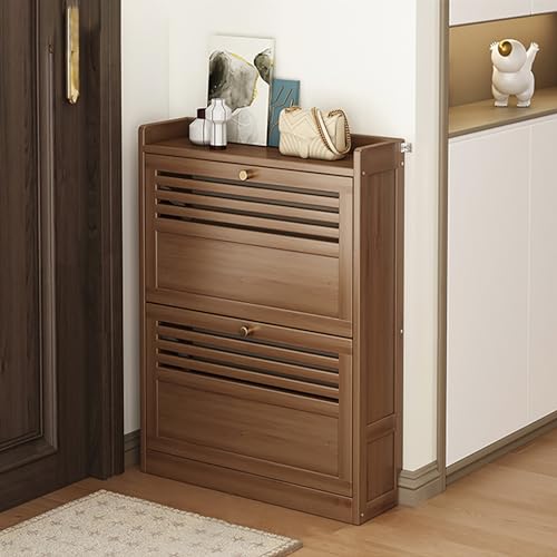 Schuhschrank mit ausziehbaren Schubladen aus Bambus, Schuhregal für den Eingangsbereich mit 2/3 Türen, platzsparend, freistehend, mit Klappschubladen, Schuhaufbewahrung, Schrank für Flur, Schlafzimmer Schuhschrank mit ausziehbaren Schubladen aus Bambus, Schuhregal für den Eingangsbereich mit 2/3 Türen, platzsparend, freistehend, mit Klappschubladen, Schuhaufbewahrung, Schrank für Flur, Schlafzimmer von IUBGFTO