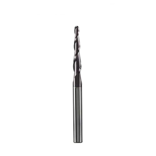 1 Stück konischer Kugelkopffräser mit 6 mm Schaft, R0.25-R2 Spiral-CNC-Fräser, 2-schneidiger Vollhartmetall-Fräser for 2D- und 3D-Gravur(R2.0-30.5-D6) von IUBPWMS