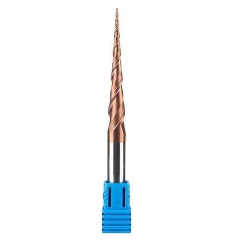 2-schneidiger konischer Kugelkopf-Spiralfräser, HRC55-Titanbeschichtung, Holz-/Metallgravurfräser, 2D- und 3D-Hartmetall-CNC-Fräser(R0.75 * 30.5 * 6 * 75) von IUBPWMS
