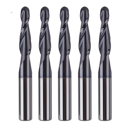 5 Stück 2-schneidige konische Kugelkopffräser, 3,175/4/6/8 mm Wolframkarbid-Spiral-CNC-Fräser for Holz und Metall(5PCS-R0.75-20.5-D4) von IUBPWMS