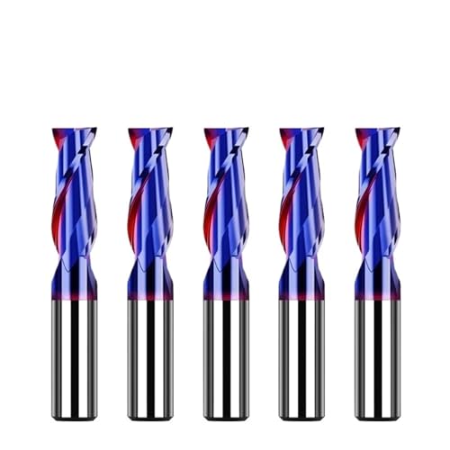 HRC65 Nano Blue Coat Flachkopf-Schaftfräser, CNC-Fräser, 4–20 mm Durchmesser, 2 Nuten, Spiral-Upcut-Fräserwerkzeug for Fräsen von rostfreiem Stahl und gehärtetem Stahl(5pcs HRC65 2F,D4xD4x100L) von IUBPWMS