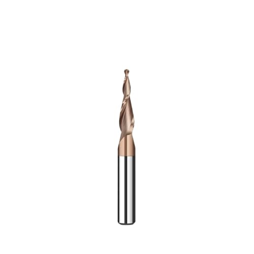 Konischer Kugelkopf-Schaftfräser, R0.25-R1 Spiral-CNC-Fräser, 3.175-6MM Schaft, Vollhartmetall-Gravur, 2 Nuten, Titanbeschichtung, Fräser(R0.25x20.5Cx4Dx50L) von IUBPWMS