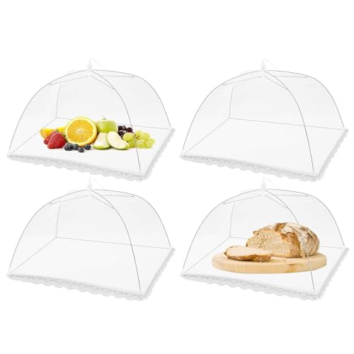 4 StüCk Abdeckhauben FüR Lebensmittel,Fliegenhaube,Obstkorb Mit Fliegenschutz,Obstschale Essen Obst Abdeckung Gegen Fruchtfliegen,Obsthaube Obstnetz,Obstfliegen Schutz,Food Cover Eiskuchenabdeckung von IUHRIE