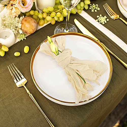 IUIBMI 10 Stück Salbeigrün Gaze Seihtuch Servietten Gaze Abendessen Servietten Weiche Baumwolle Tischservietten für Hochzeiten Partys Brautdusche Familie Alltag (Beige) 53 x 35 cm von IUIBMI