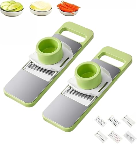 Martivex Slicer, 6-in-1 Safeprep Mandoline Slicer, Multi-purpose Kitchen Tool with Stainless Steel Blades for Slicing, Shredding and Dicing(2sets) von IUIUI