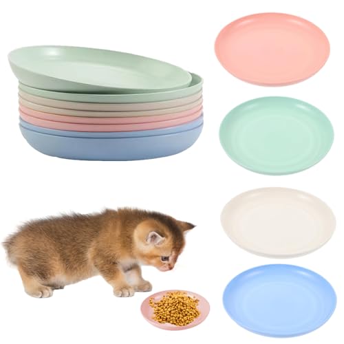 12pcs Bunt Katzenfutter Napfsetm, Katzennapf Flach, Fressnapf Katze Futternapf, Flache Schale Für Kätzchen, Katzenschüssel, Katzenteller, Plastik Katzenfutter Napf Set, Katzenfressnapf von IUKUNNE