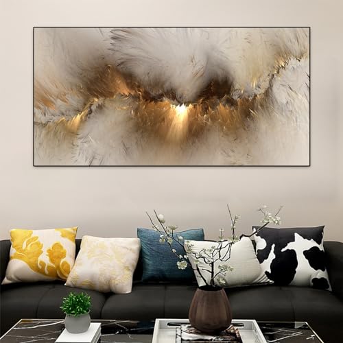 IUNTWEIE Abstrakte Moderne Leinwandbilder Groß Bunte Aurora Bild auf Leinwand Abstrakte Poster Vintage Gold Kunstdrucke Modern Wohnzimmer Schlafzimmer Dekoration Poster Ohne Rahmen (style-2,50x100cm) von IUNTWEIE