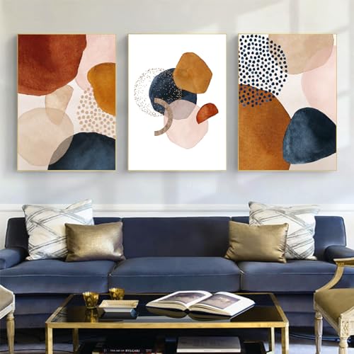 IUNTWEIE Abstrakte Poster 3er Set Moderne Wandbild Poster Abstrakte Geometrische Bilder Gold Kreisförmige Geometrische Leinwandbild Wohnzimmer Deko,Ohne Rahmen (F, 40x60cm**3) von IUNTWEIE